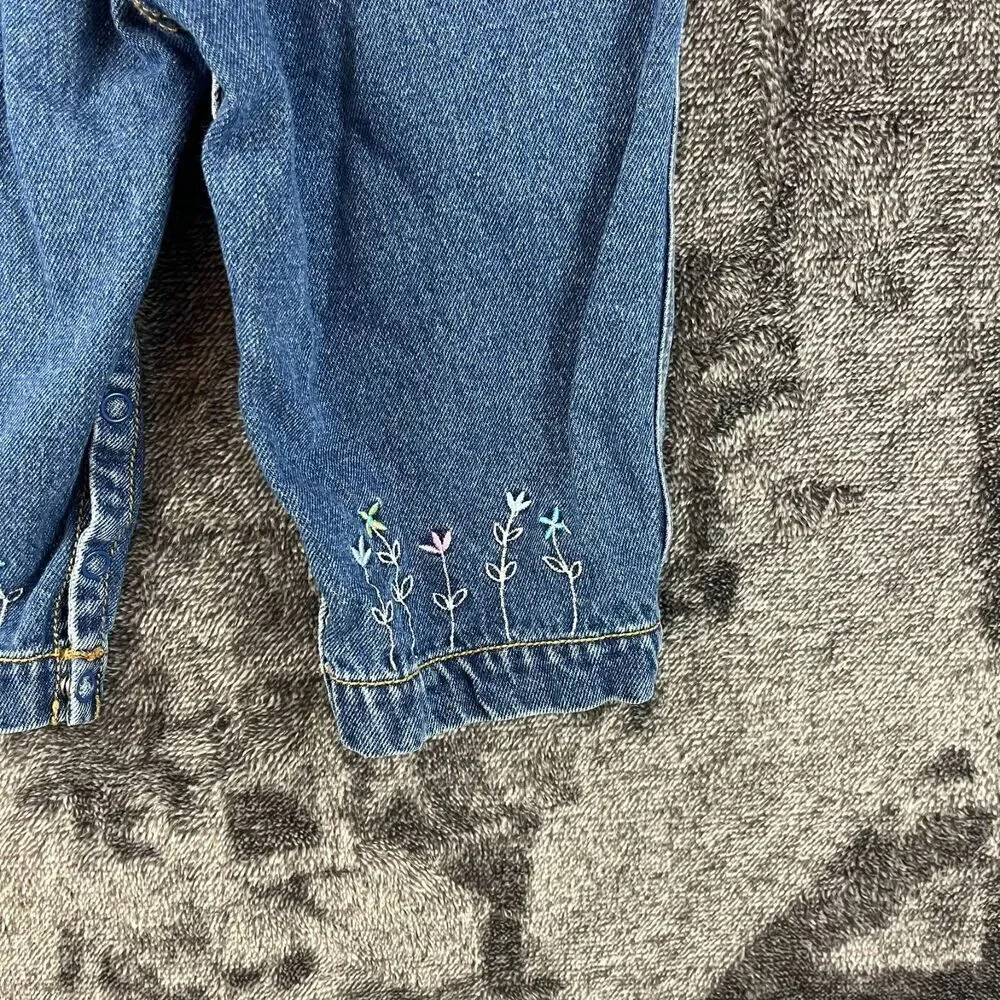 Vtg Gymboree Embroidered Denim Jean Overalls Girl XS 1-2 Years Rainbow Tag